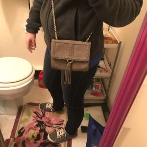 SUPER CUTE, gray cross body purse